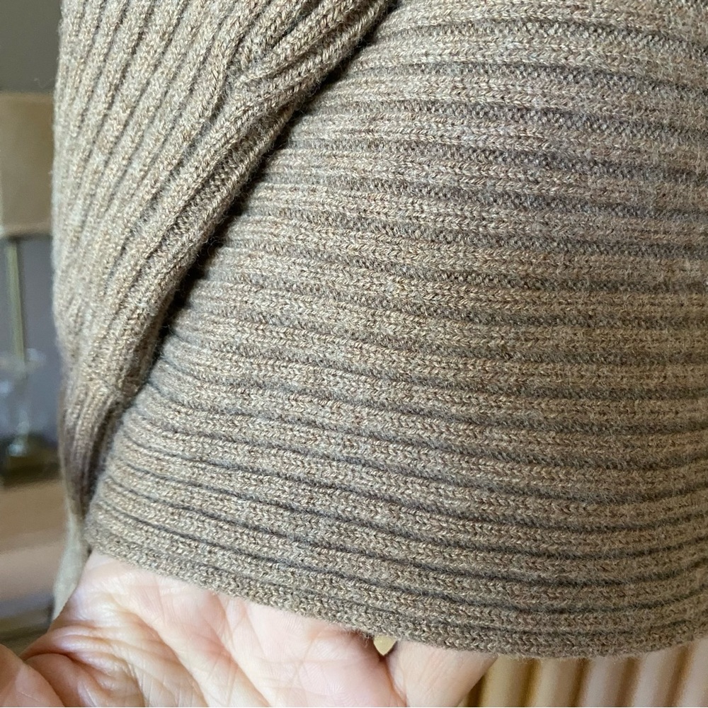 Aritzia babaton dumont ribbed turtleneck wool sweater tan - Picture 6 of 8